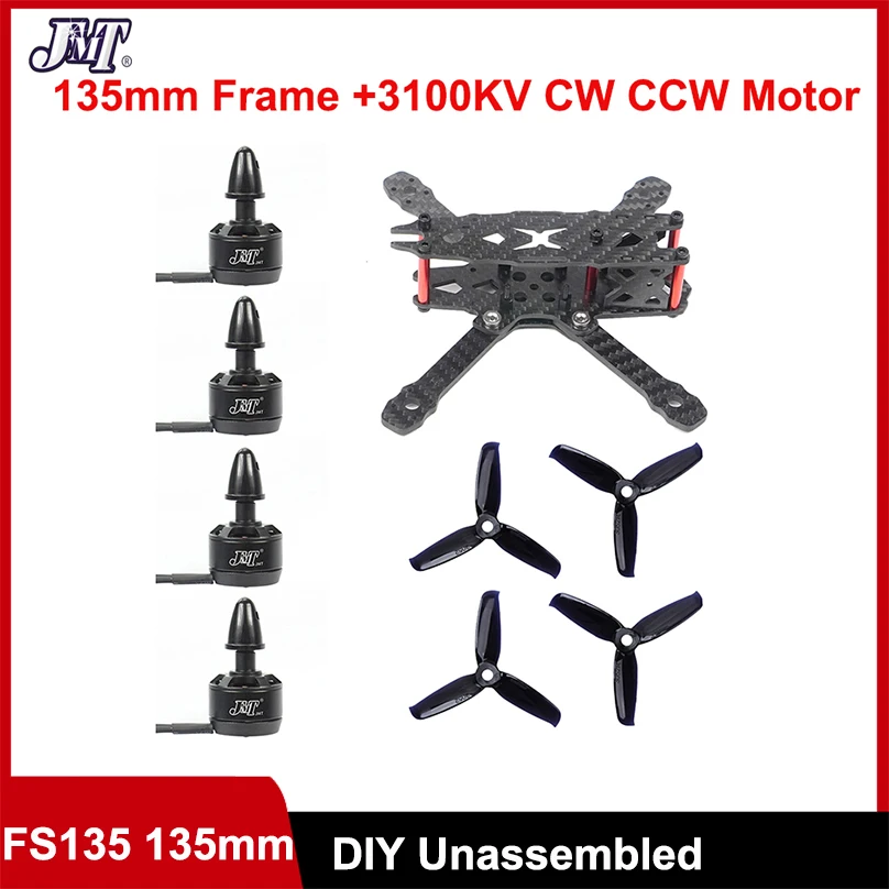 

JMT FS135 135mm FPV Frame Kit Carbon Fiber With 1306 3100KV CW CCW Brushless 3052 Propellers For FPV Racing Drone Quadcopter