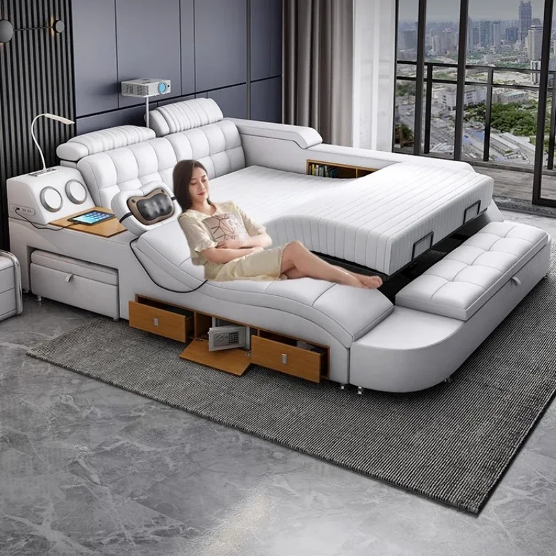 Organizer Princess Bed Luxury Minimalist Design Comfortable Fashionable Bed Organizer Reading Modern Wood Cama Casal Furniture