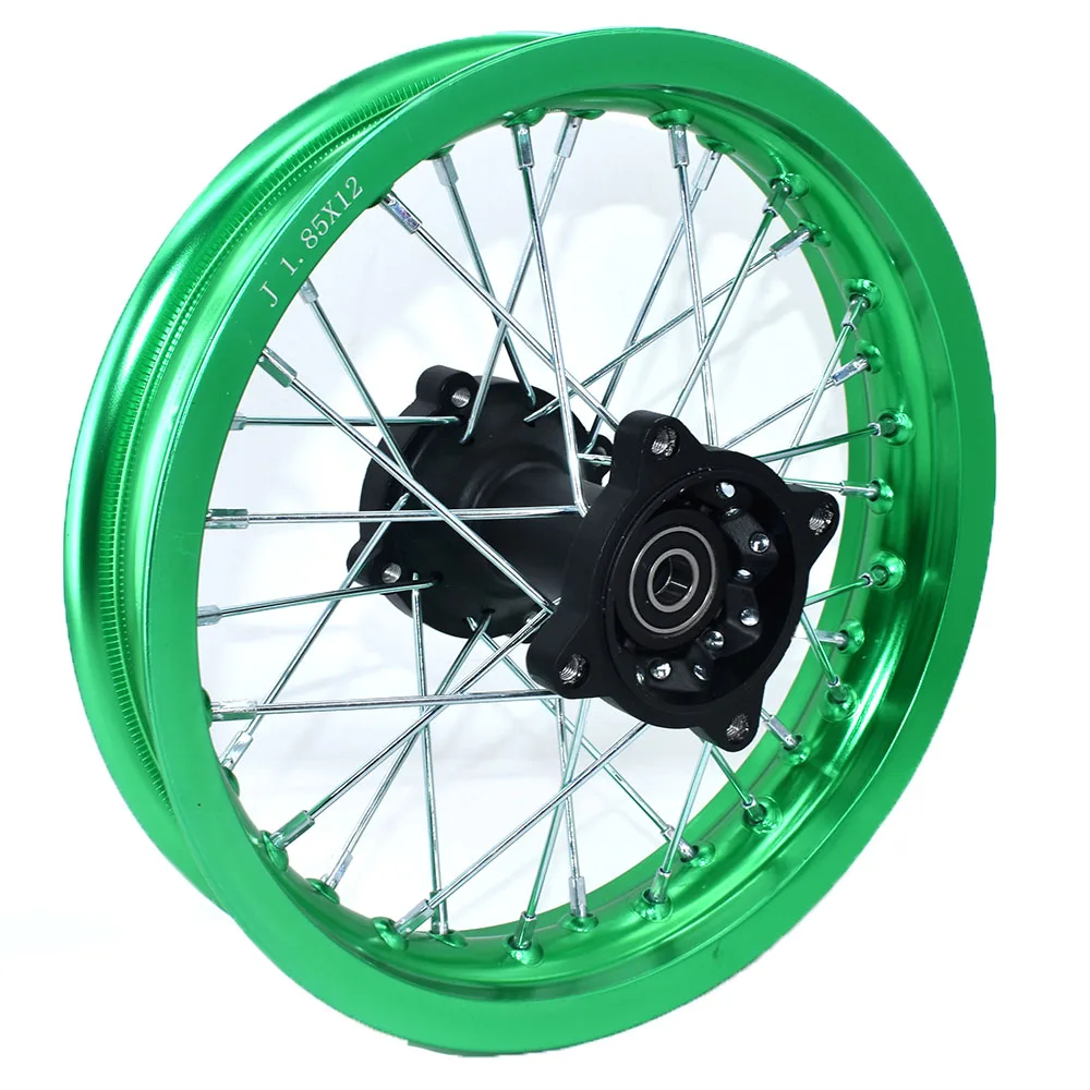 Dirt bike Pit bike Wheel Rims Green 12mm or 15mm Axle 1.85x12\