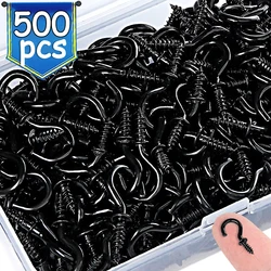 50/500Pcs Screw Hook Cup Ceiling Hooks Multifunctional Heavy Duty Wall Mount Plastic Dipping Iron Screw-in Hanging Plants Holder