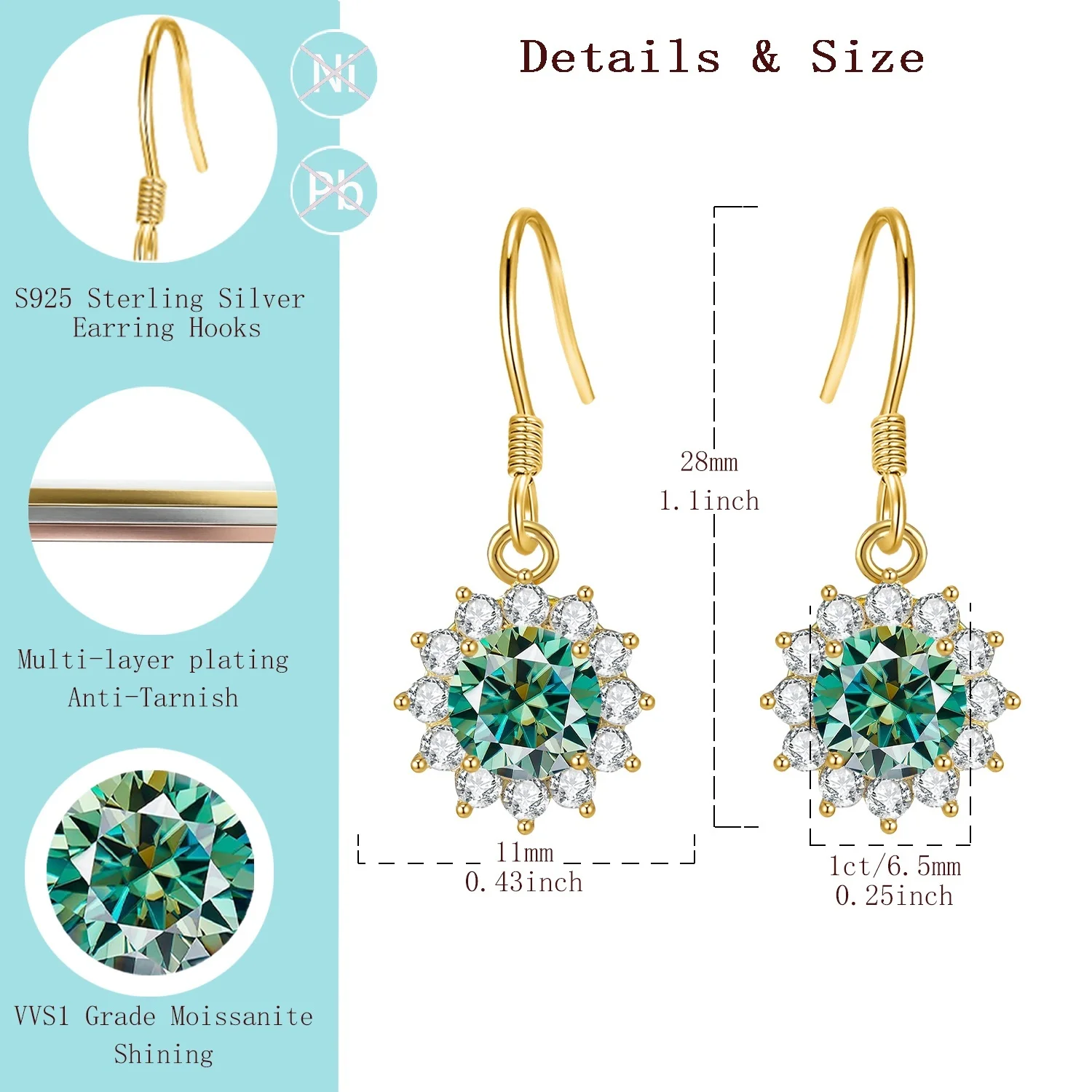 

Ювелирные изделия LAMVOICE / из муассанита для женщин / серьги из стерлингового серебра S925, рождественский подарок, высококачественные ювелирные изделия