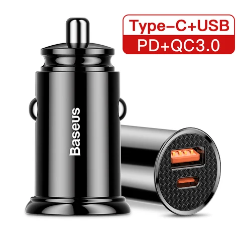 Baseus 30 Вт USB Автомобильное зарядное устройство Quick Charge 4.0 3.0 FCP SCP USB PD для Xiaomi iPhone16 15 14 Pro Max Автомобильное зарядное устройство для быстрой зарядки телефона