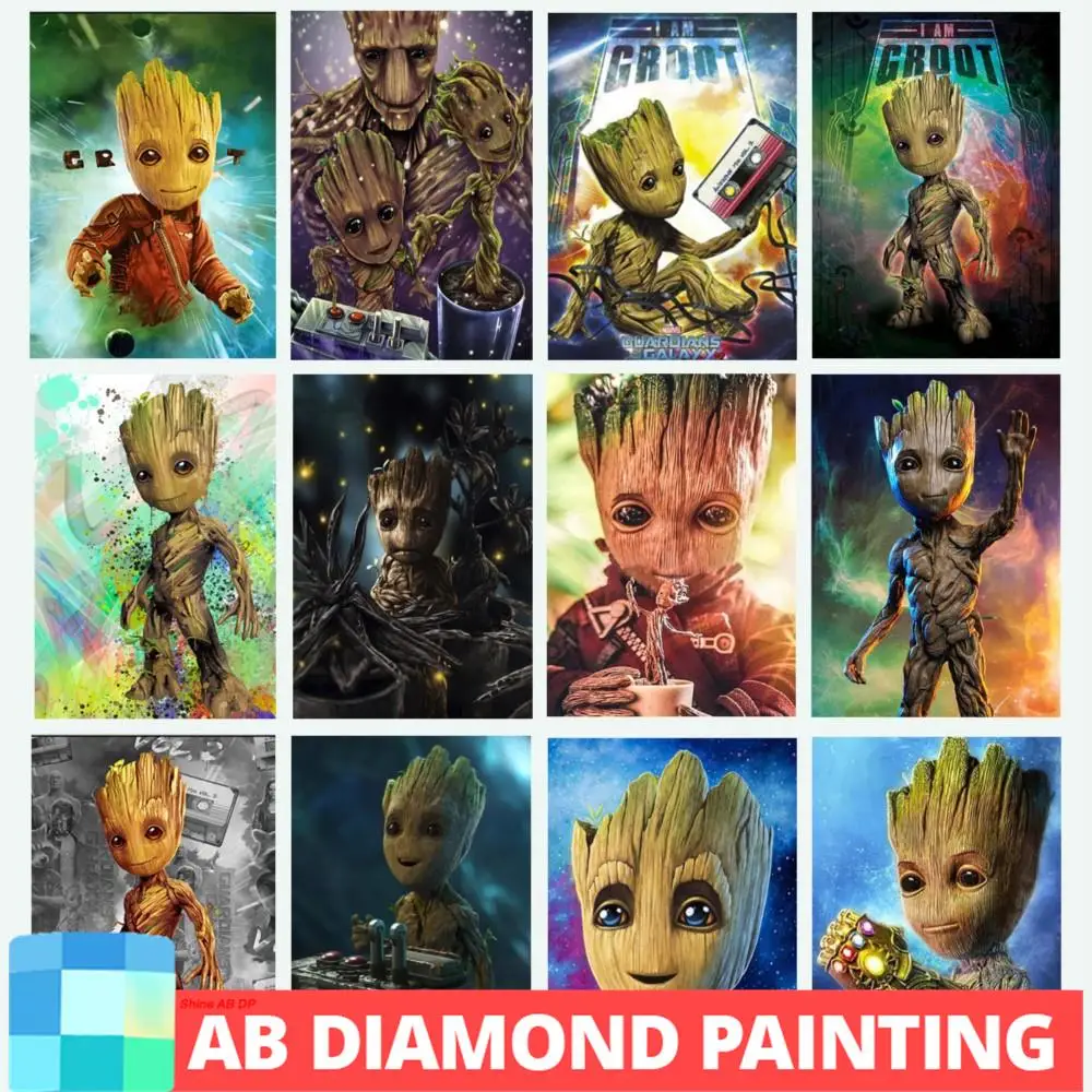 مجموعة لوحات ديزني غروت تري AB الماس ، رسوم متحركة لحراس المجرة ، فسيفساء تطريز ، 5D ، ديكور للمنزل سهل التركيب ، وصول جديد