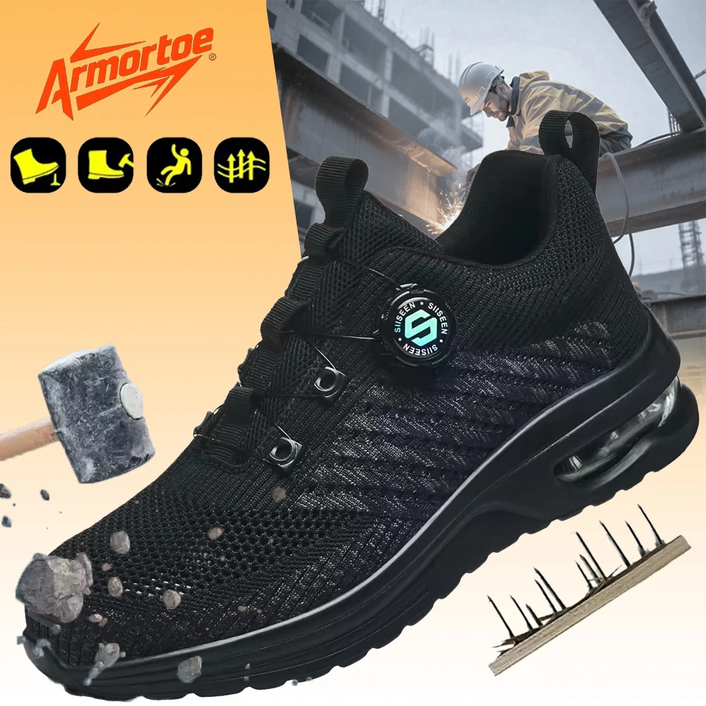

ArmorToe Summer Section Steel Head Anti-smash Anti-stabbing Safety Shoes Breathable Comfortable Work Shoes #Armor2740