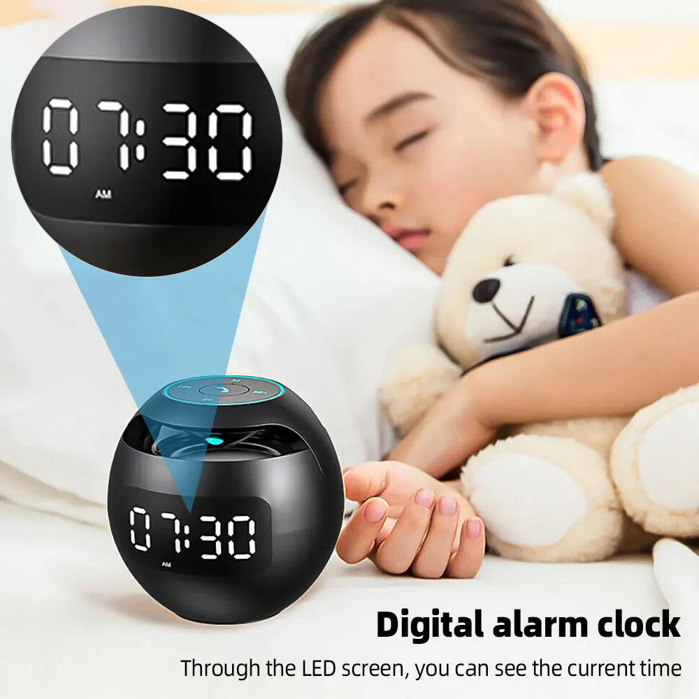 Mini Portable Smart Induction Digital Alarm Clock+Bluetooth 5.0 High-quality Speaker With LED Display TF Card MP3 USB Charging