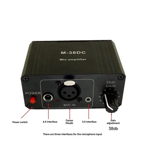 Imagen 2 del producto Preamplificador de micrófono de salida ABZZ-XLR, preamplificador de micrófono portátil de alta ganancia, potencia Phantom de 48V para micrófonos dinámicos y de condensador