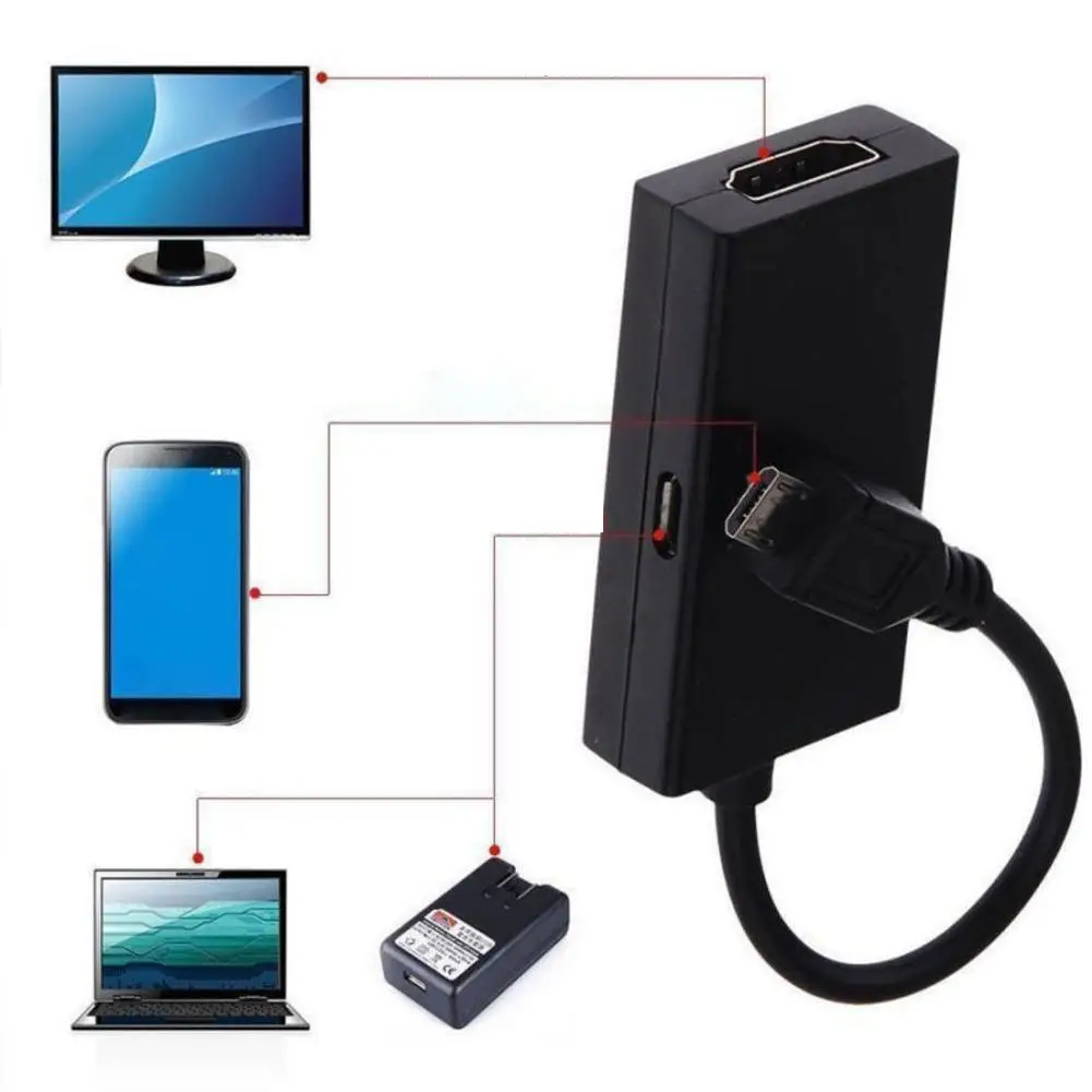 كابل محول MHL متوافق مع Micro USB إلى HDMI 1080P HDTV لهاتف Samsung Galaxy Nexus، Galaxy S2 Sensation 4G