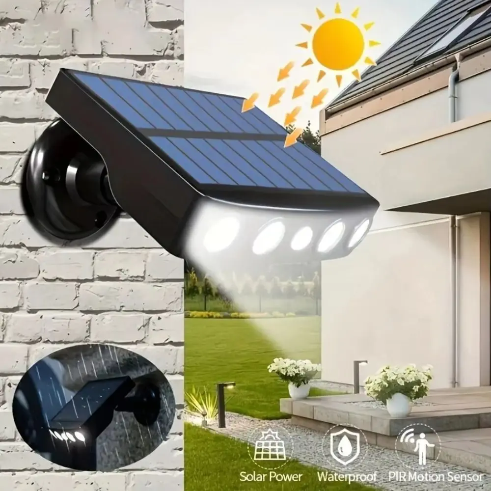 4 Big LED Beads Solar Outdoor Light IP65 Waterproof Wide Angle Motion Sensor Flood Lights 3 Modes Camera Design