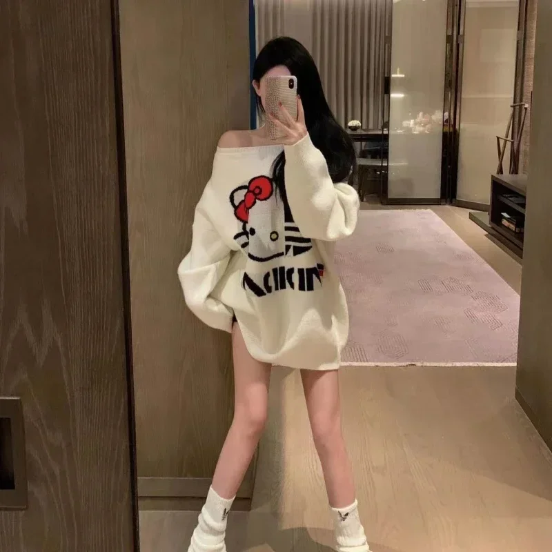 

hellokitty sweater Kawaii autumn and winter thickened girls' sweater cartoon cute top lazy loose casual Anime Peripherals Gift