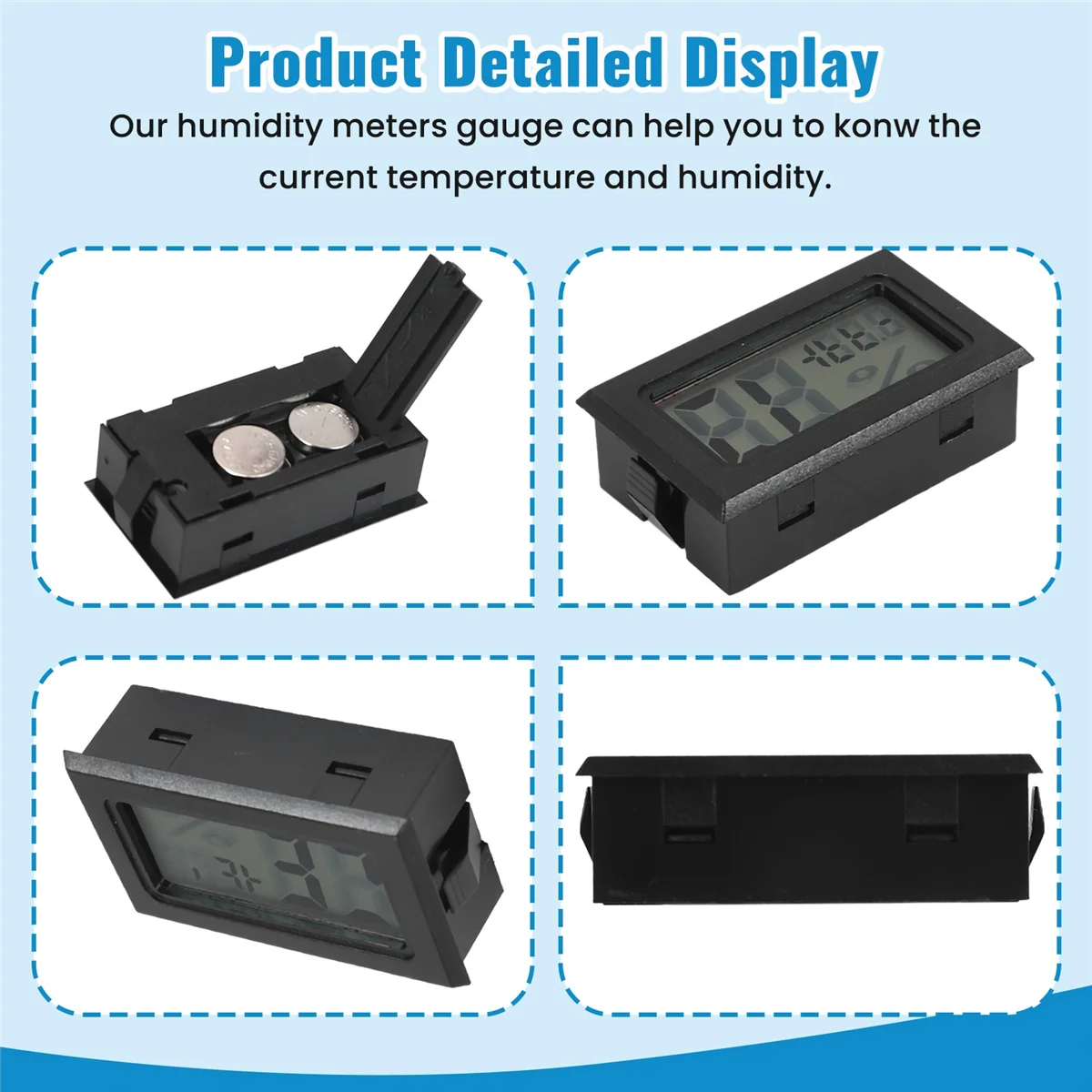 BVBV 6 حزمة مقياس الرطوبة الصغير مقياس الرطوبة الداخلي الرطوبة الرقمية ميزان الحرارة الرطوبة مع ( ℉ ) للدفيئة والحديقة