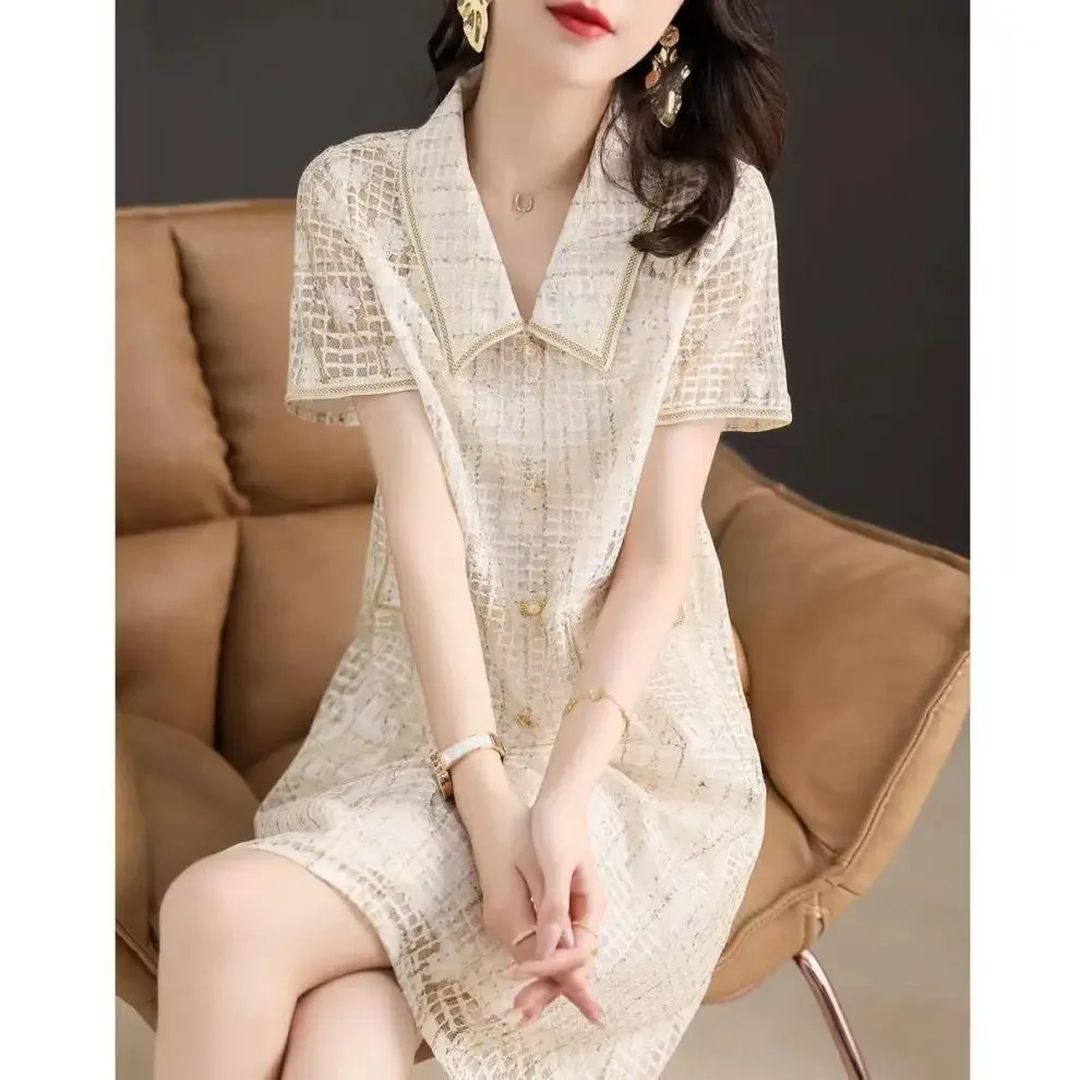 

Hollow lace&small fragrance style 2024 summer new fashionable simple elegant dress women dress