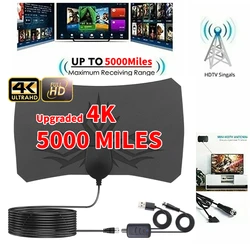 Antena de TV 4K para TV Digital Global, 1080P, 5000 millas, HD Booster para RV, exterior, coche, interior, receptor de señal de TV inteligente