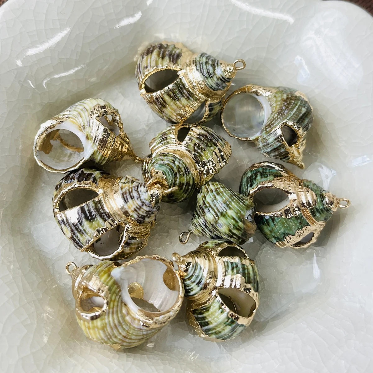 

20Pcs Wholesale Conch Pendant Natural Conch Wrapped Golden Electroplated Pendant For Jewelry Making DIY Necklace Accessory