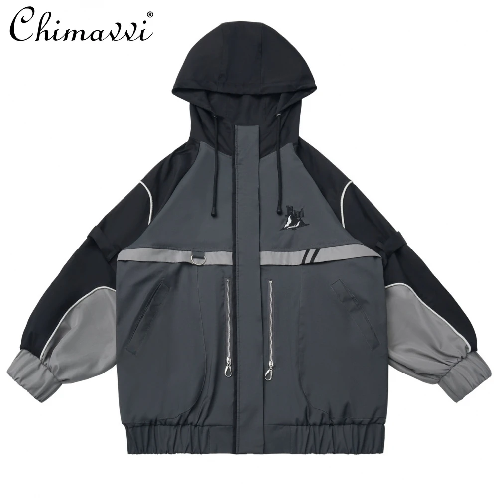 

Autumn New Japanese Functional Style Subculture Girls Women Outfits Gothic Embroidery Patchwork Hooded Jacket Mini Skirt Pants