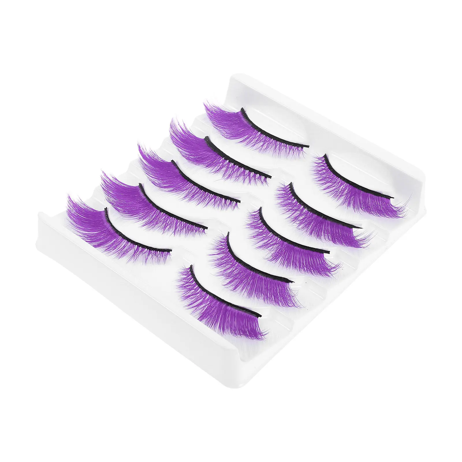 5Pairs Manga Style Colored Fake Eyelashes Lightweight Natural Look Short Strip Lashes for Cosplay Halloween Party Daily Makeup