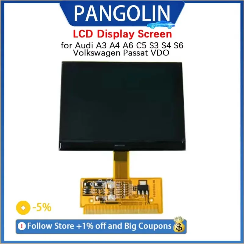 

PANGOLIN LCD Display Screen for Audi A3 A4 A6 C5 S3 S4 S6 Volkswagen Passat VDO Digital Dashboard Pixel Repair Replacement