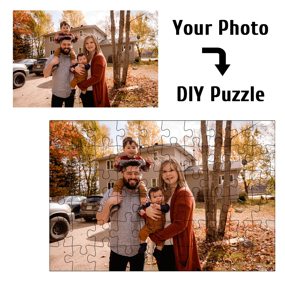 Puzzle Personalizzato con la Tua Foto, Puzzle in Legno Fai-da-Te con Immagine Personalizzata, Regalo per la Famiglia