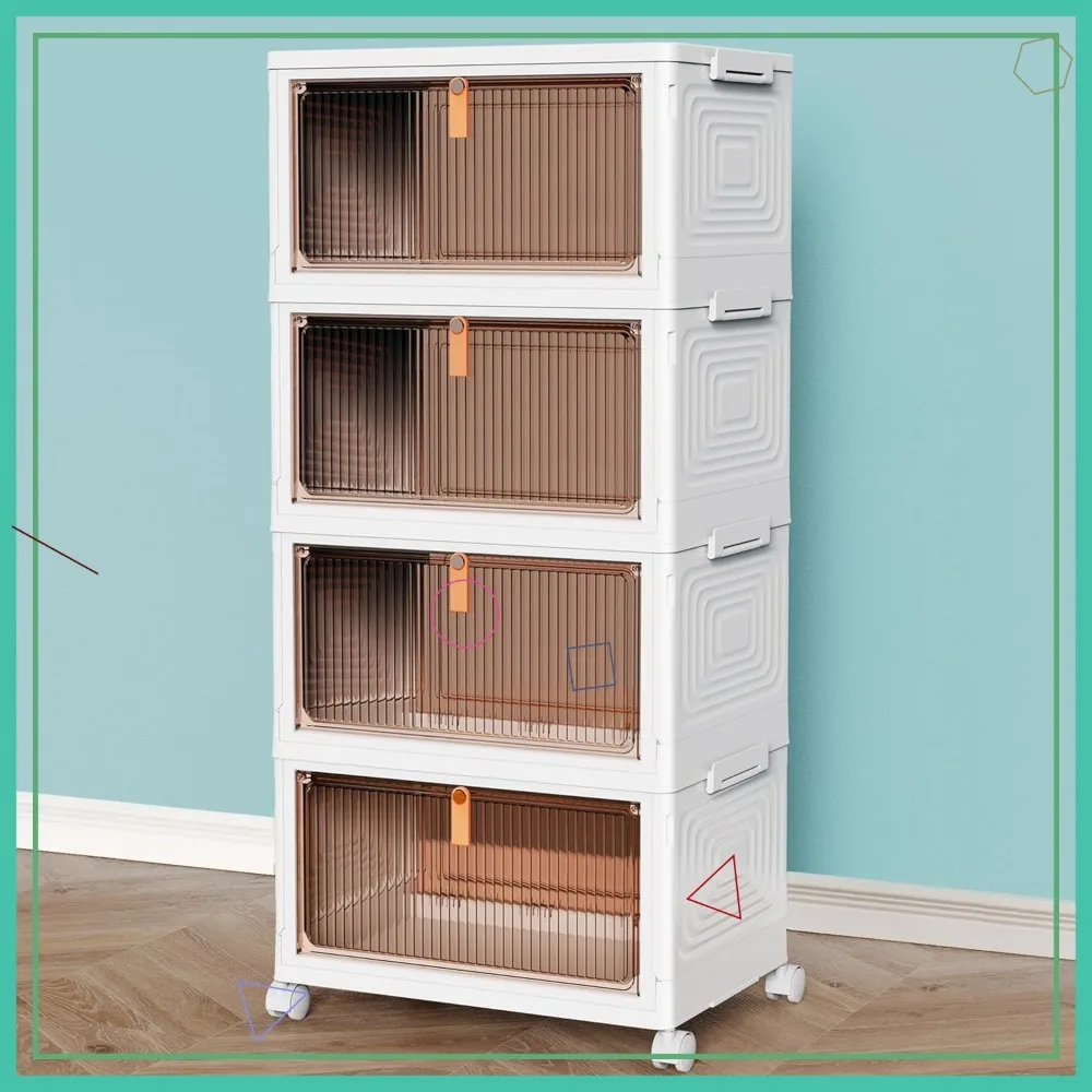 

4-уровневые штабелируемые пластиковые контейнеры для хранения с крышками — складной органайзер для дома и офиса