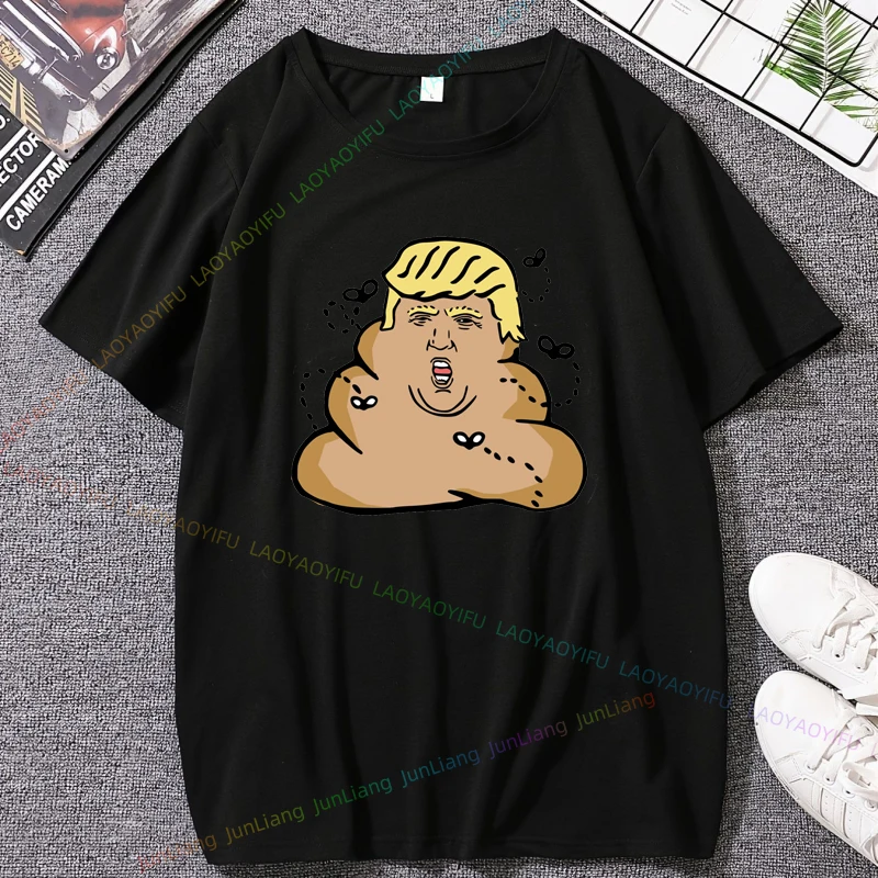 Poop Donald Trump Funny T Shirts Vintage Men's T-shirt Streetwear Short Sleeve Tee Top Women Man Clothes Harajuku Tops Y2k Mens