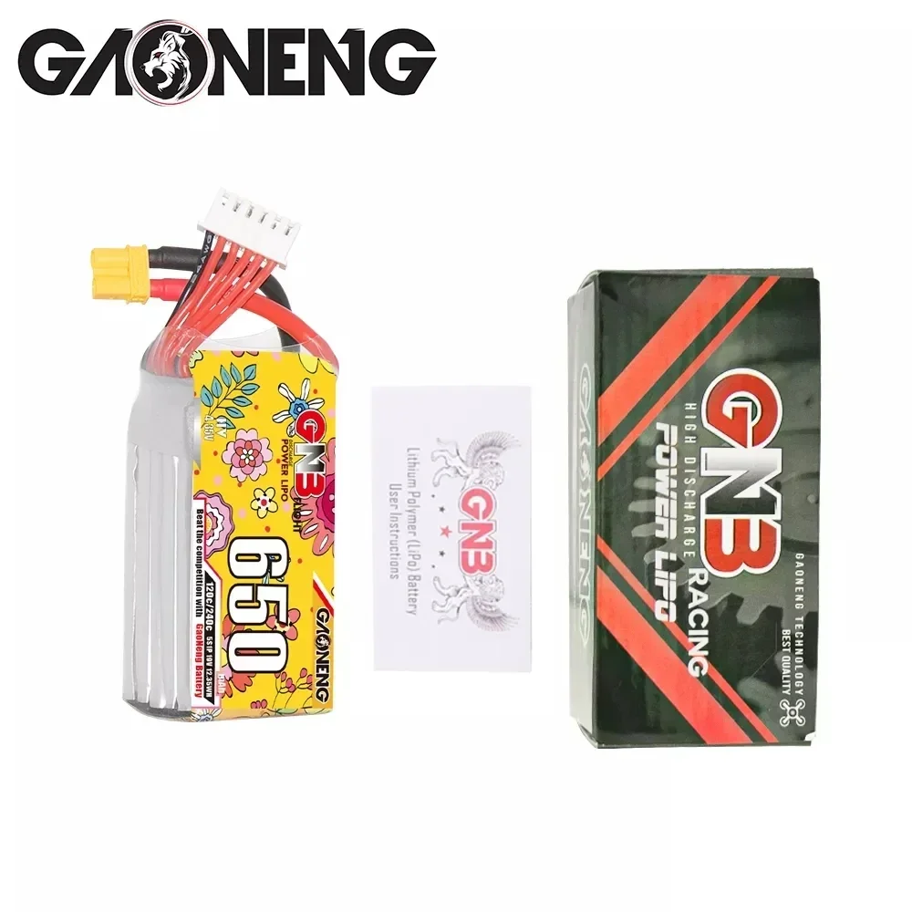 Gaoneng Novo GNB 650mAh 2S 7.6V 3S 11.4V 4S 15.2V 5S 19.0V 6S 22.8V 120C Lipo Bateria Com Plugue XT30 para RC FPV Racing Drone