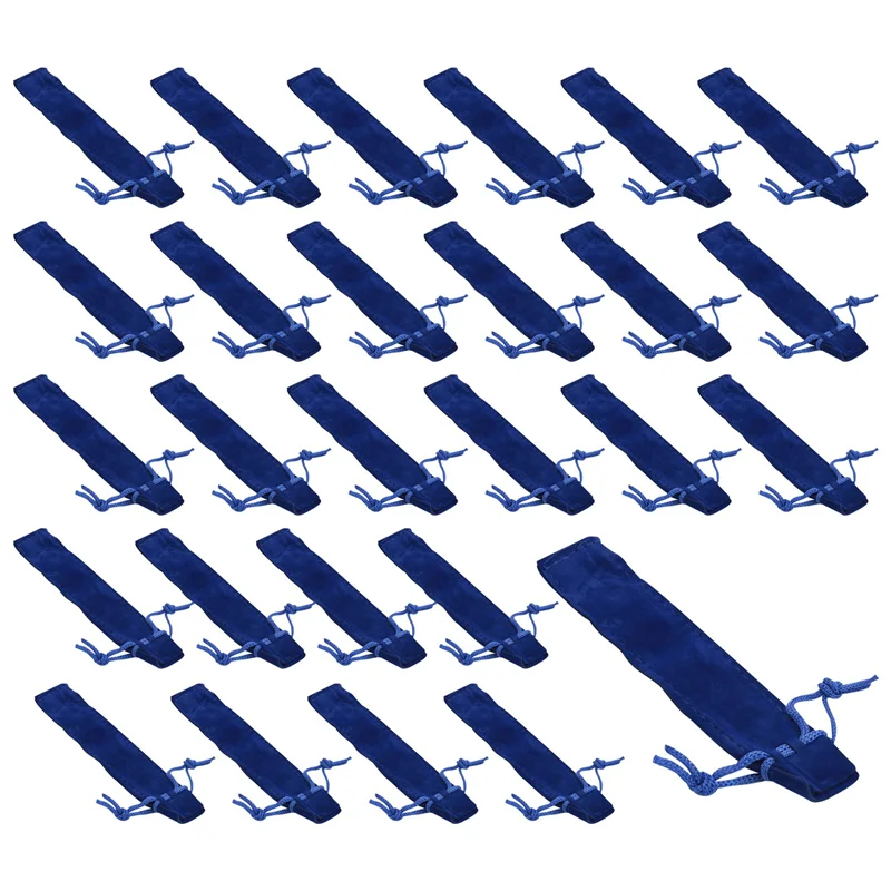 50 Uds. Estuche para bolígrafos de terciopelo azul, funda para bolígrafo individual, estuche para lápices