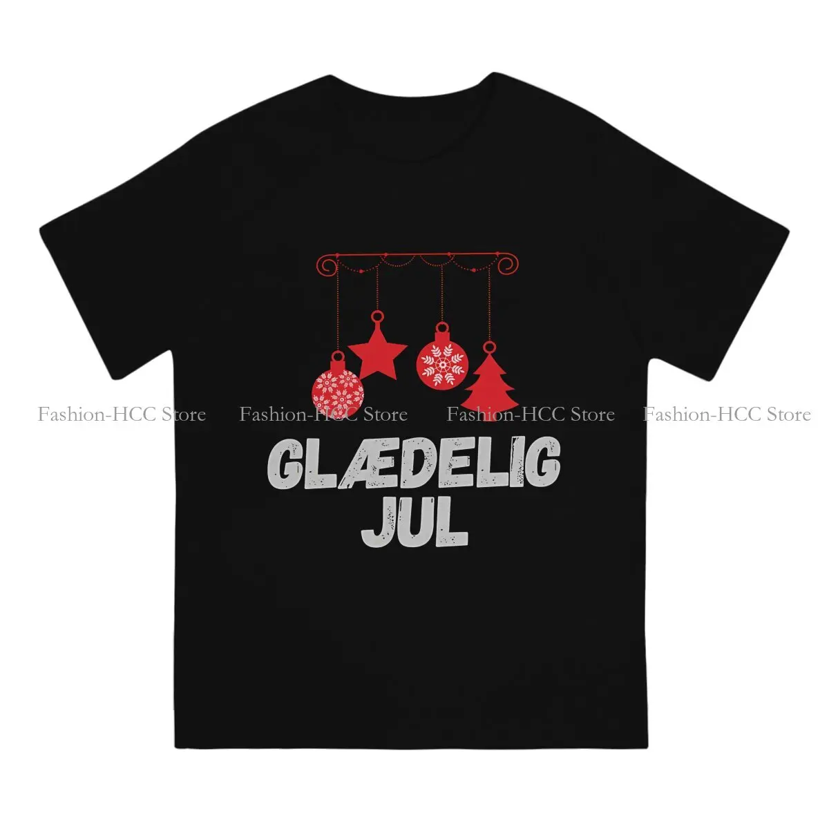 JUL Polyester TShirt for Men Merry Christmas In Danish Glædelig Basic Casual Tee T Shirt Novelty New Design