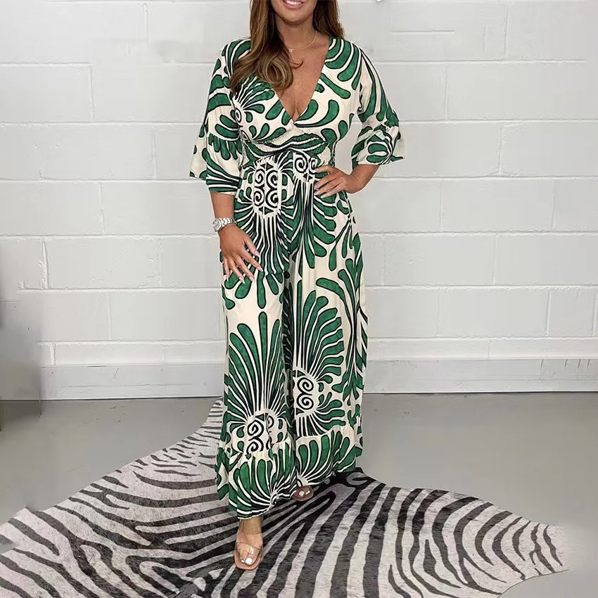 Sexy V Neck Long Sleeve Dress Office Lady Spring Summer Stripe Printing Casual Fashion Beach Dresses For Women 2023 Robe Femme