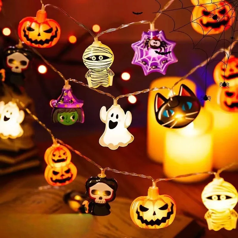 10Led Pumpkin String Lights Halloween Decorations DIY Hanging Funny Atmosphere Lamp Outdoor Indoor Home Party Decor Supplies