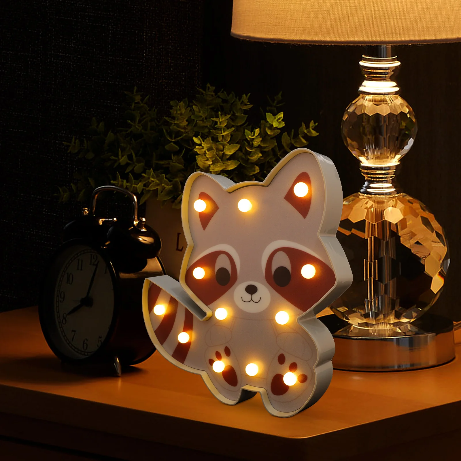 

Compact Raccoon Table Lamp Cute Animal Light Bedroom Nightstand Light For Children