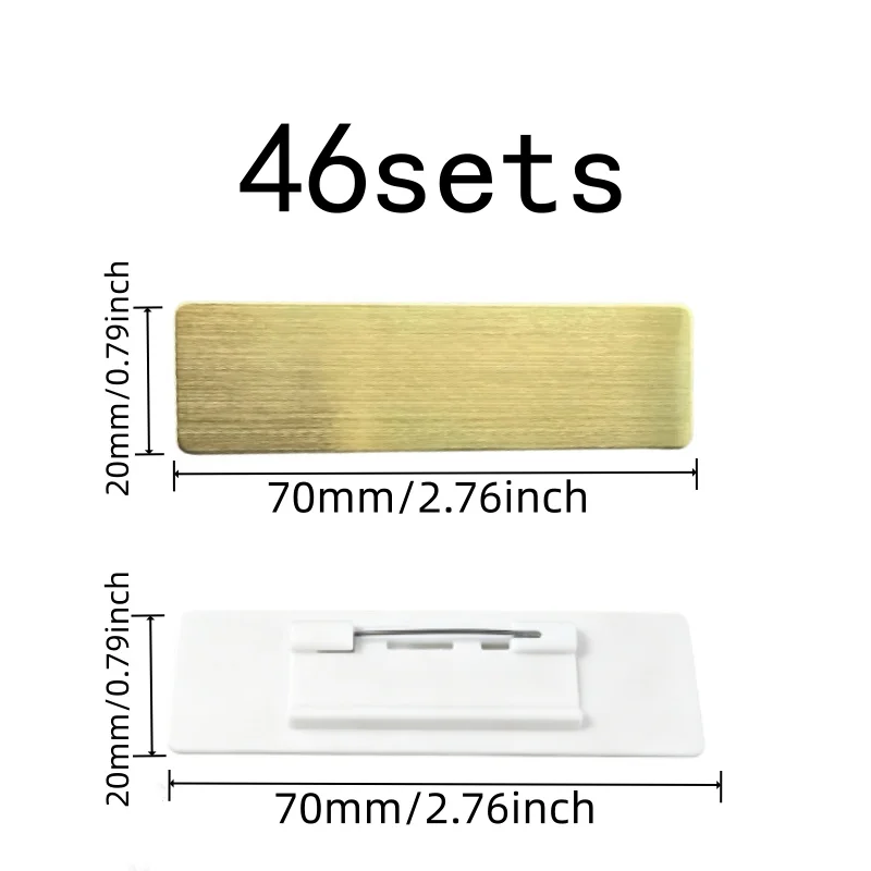 46 pcs Gold ID Badge Holders, Student Name Tags, Metal Pin Backing, Smooth Writable Area, Multipurpose