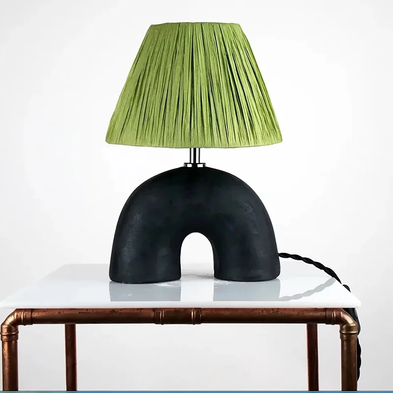 Minimalist dopamine handmade resin oval modern desk lamp design is suitable for indoor bedrooms, living rooms, and children'