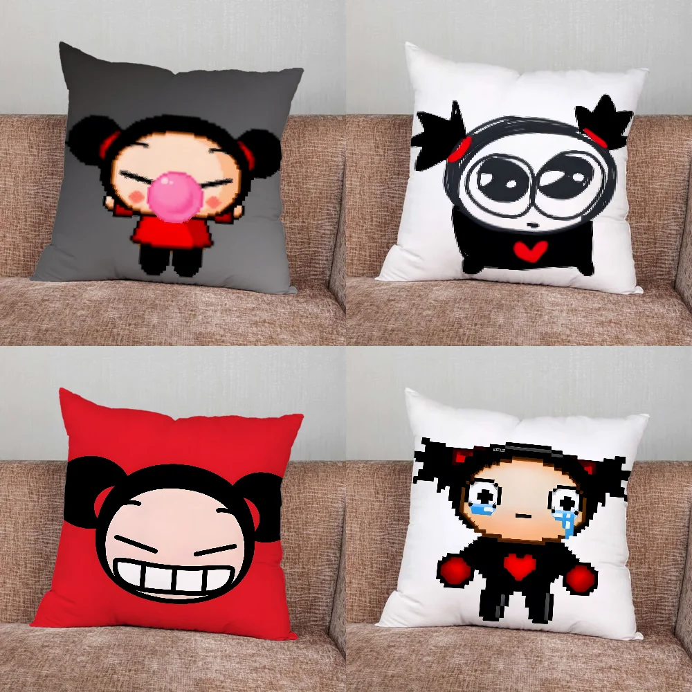 

Funny P-Pucca Garu Pillow Case For Home Bedroom Car Office Decoration Living Room Sofa Cushion Cover Suitable