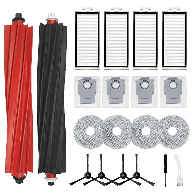 Peças de aspirador robô para Roborock, Qrevo Mestre, P10s Pro, V20, Escova lateral principal, Filtro Hepa, Mop pano, Sacos de pó