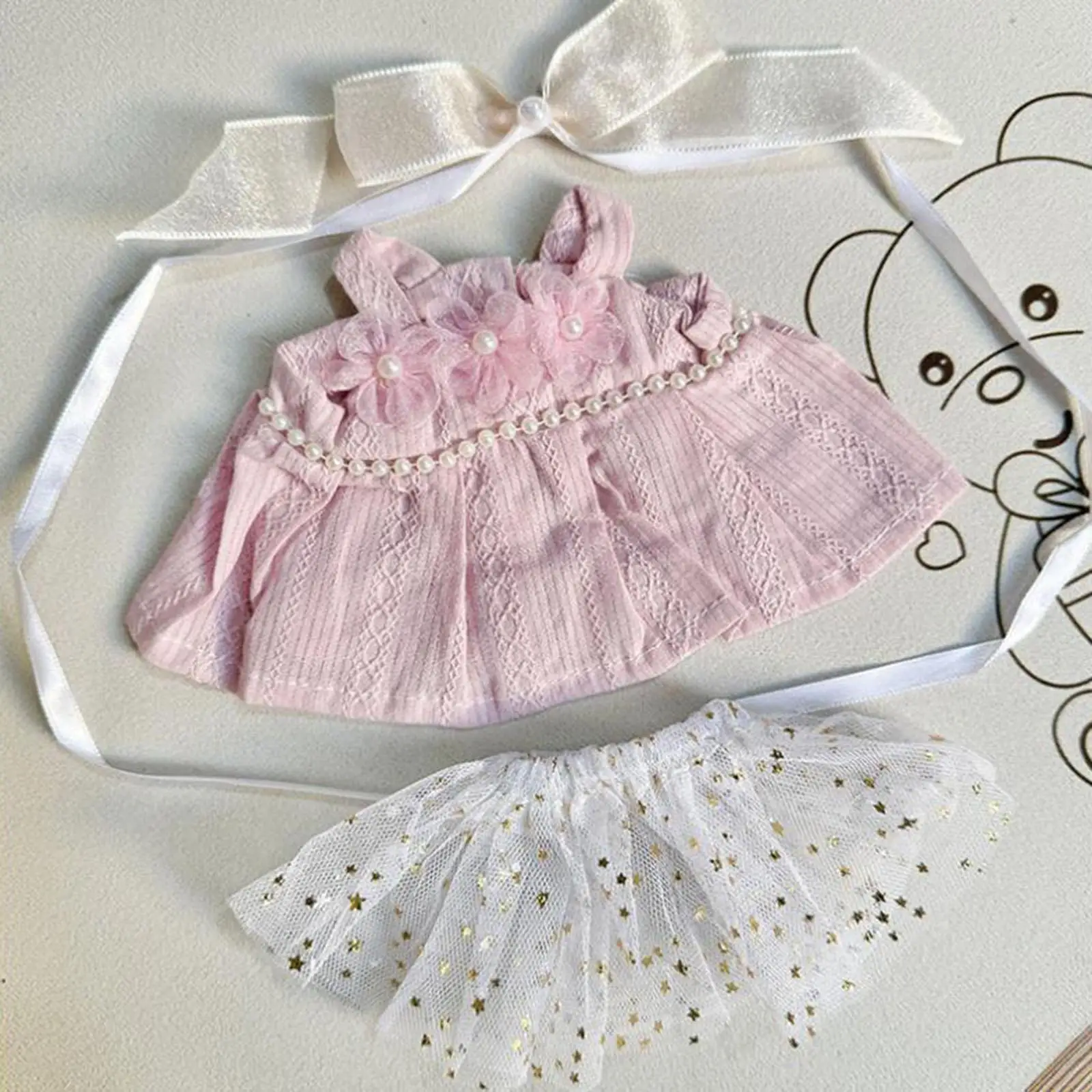 

20cm Plush Doll Dress Clothes Doll Outfit Gauze Skirt Photo Props Miniature Clothing