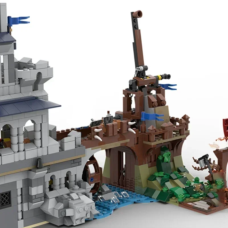 Moc-bloques de construcción de modelo de Castillo militar, bloques modulares de tecnología de trebuquete de Halcón Negro, juguetes de regalo de Navidad, juegos de ensamblaje DIY