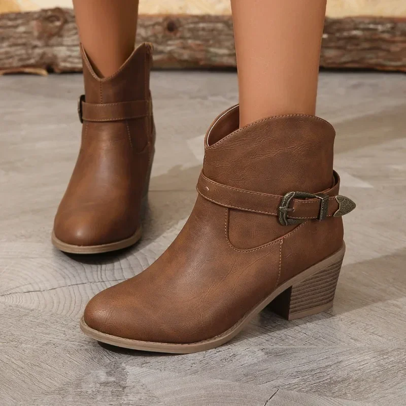 2023 Hot Sale Fashion Autumn Women Solid Color Ankle Boots Large Size Woman‘s Casual Shoes Casual Female Boot Botas Mujer
