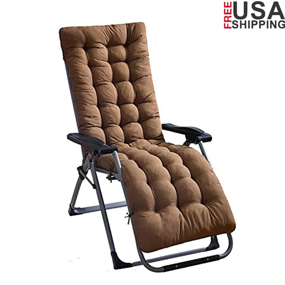 Outdoor Patio Chaise Lounger Cushion 67 Inch with Ties Top Cover Non-Slip Breathable Polyester Material Overstuffed Comfort