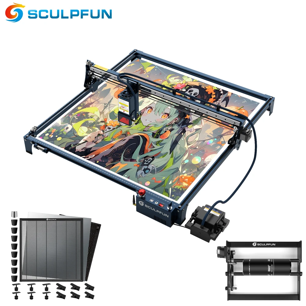 

SCULPFUN S30 Ultra 33W Laser Engraving machine Automatic Air-assist Work Area 600x600mm Honeycomb Board with Roller Laser Cutter