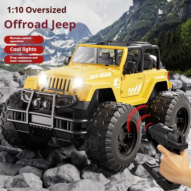 

1:10 Oversize Remote Control Off Road Car 2.4g Radio Rc Car With Cool Light Climbing Armored Jeep Toys Boys Holiday Gifts