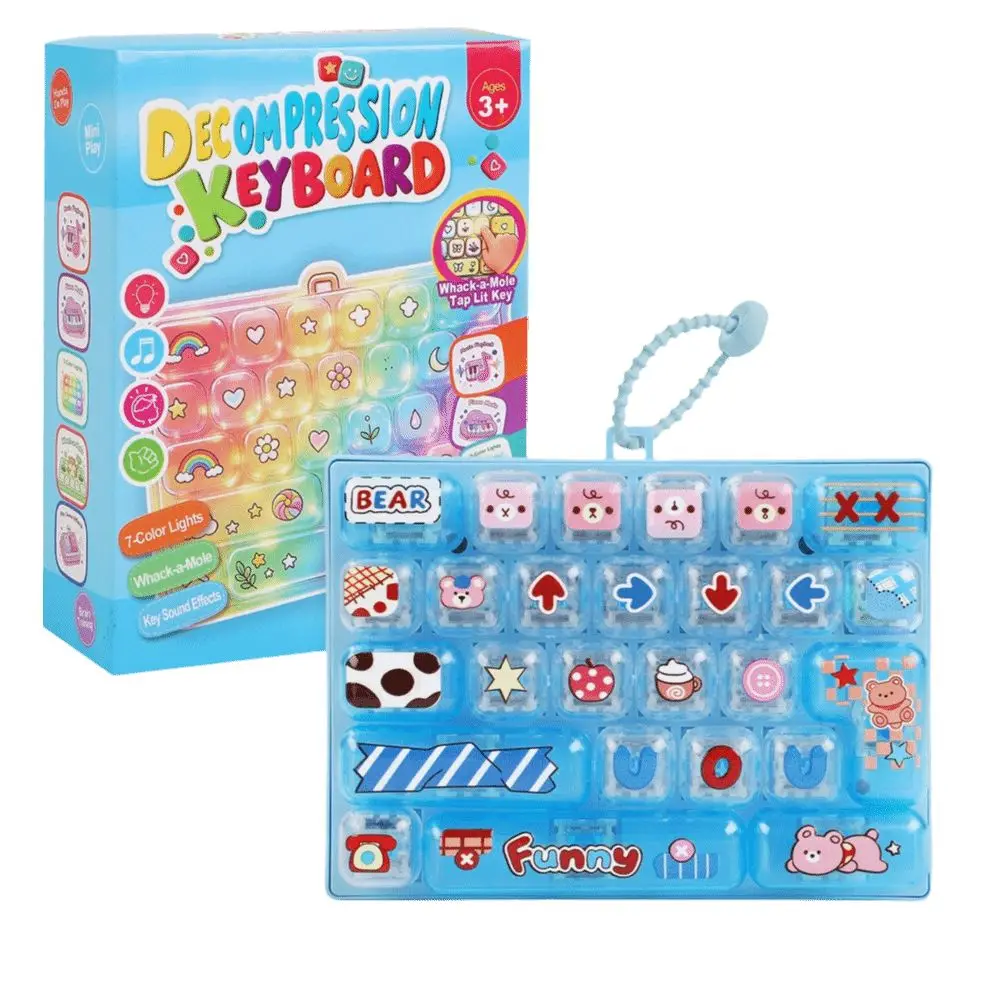 26-Key Decompression Button Cute Design Transparent Dual-Tone Mini Keyboard Pendant Simulation Keyboard with LED Lights