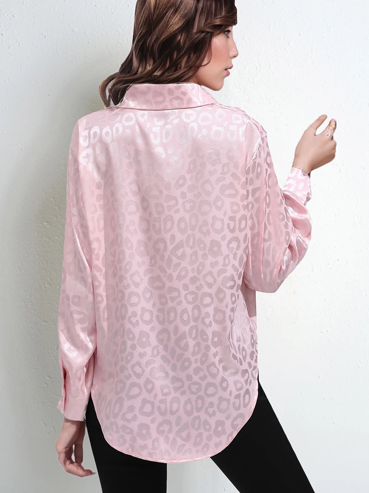 Mode Leopard Print Frühling Langarm Shirt Büro Top Bluse Damen Kleidung Tops Kleidung