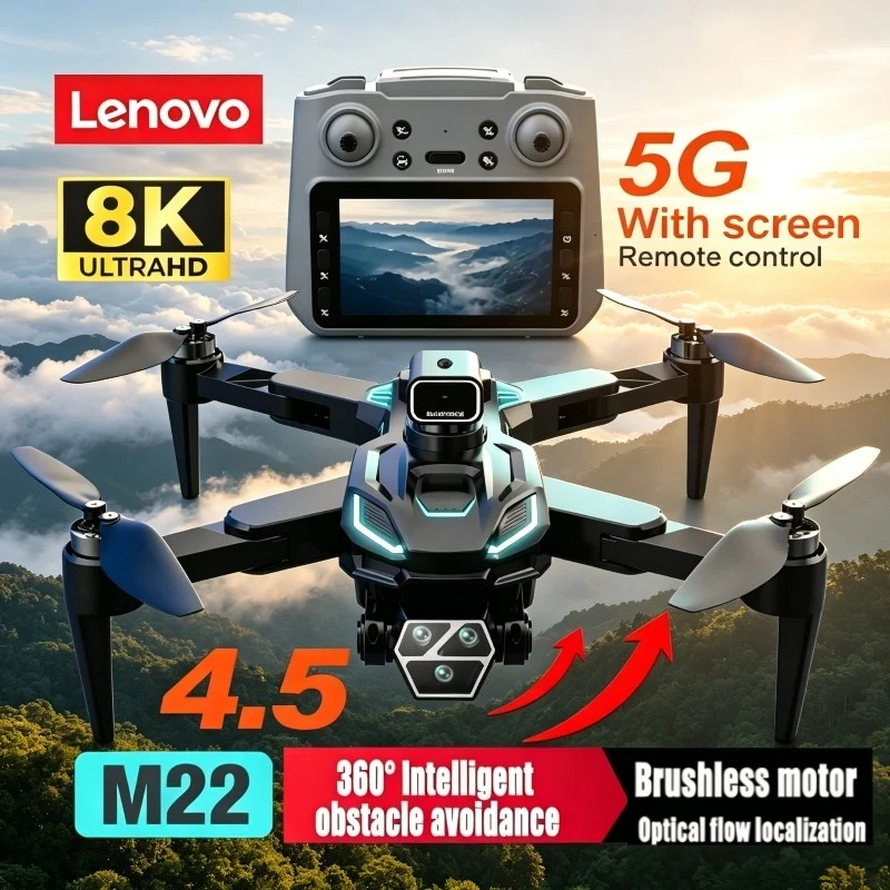 

Lenovo 8K M22 MAX Drone 5KM Professional HD Camera Aerial Photography 360° Obstacle Avoidance Brushless FPV Quadcopter Toy