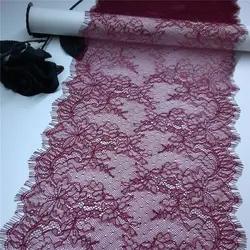 Wine Color Eyelash Lace Trim DIY Lingerie Sewing Accessories French Chantilly Lace Fabrics for Dress Needle Work