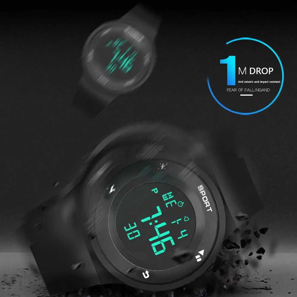 하이 퀄리티 방수 스포츠 시계, 캐주얼 심플 LED 디지털 손목시계, 다기능 빅 다이얼 크로노그래프, 야외 스포츠