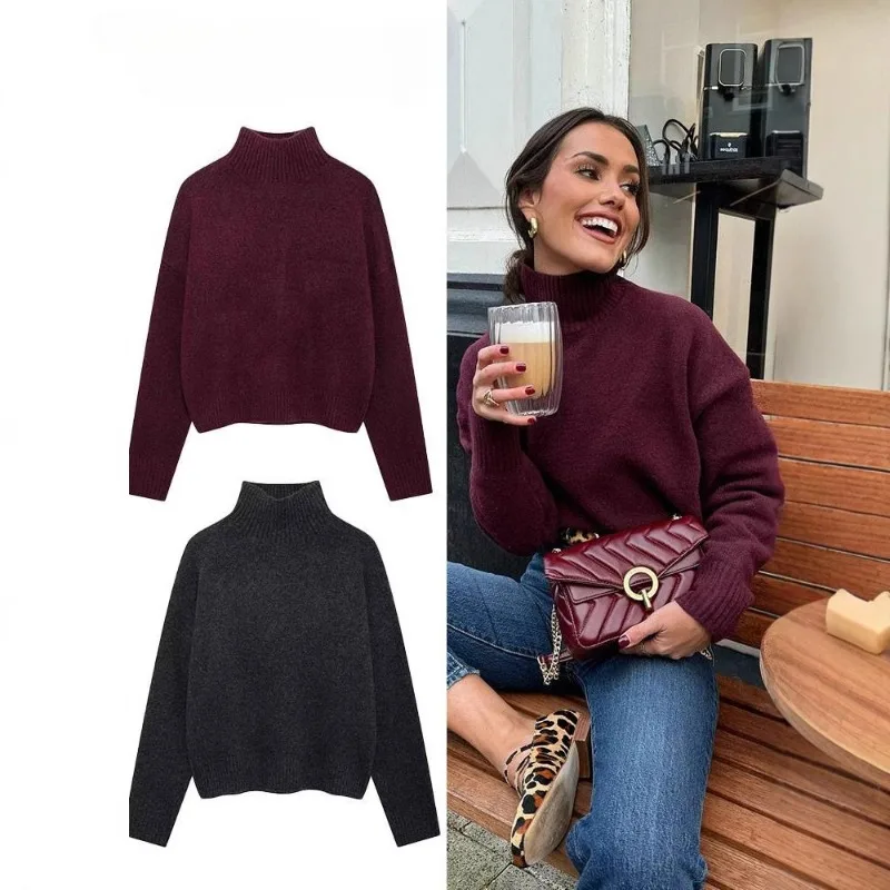

Autumn and Winter Women's Clothing New Fashion Versatile Thermal Top Women's High Neck Long Sleeve Soft Basic Knitted Sweater