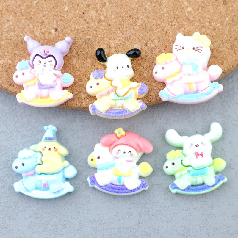 5pcs cute sanrio rocking horse resin flatback diy kawaii resin accessories crafts materials scrapbooking embellishment