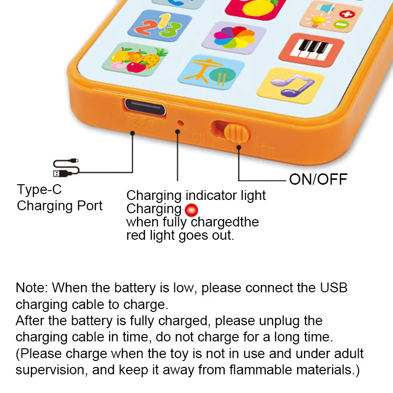 Telefono cellulare inglese per bambini giocattolo Yphone simulazione telefono educazione precoce educativo inglese ricaricabile macchina per l'apprendimento