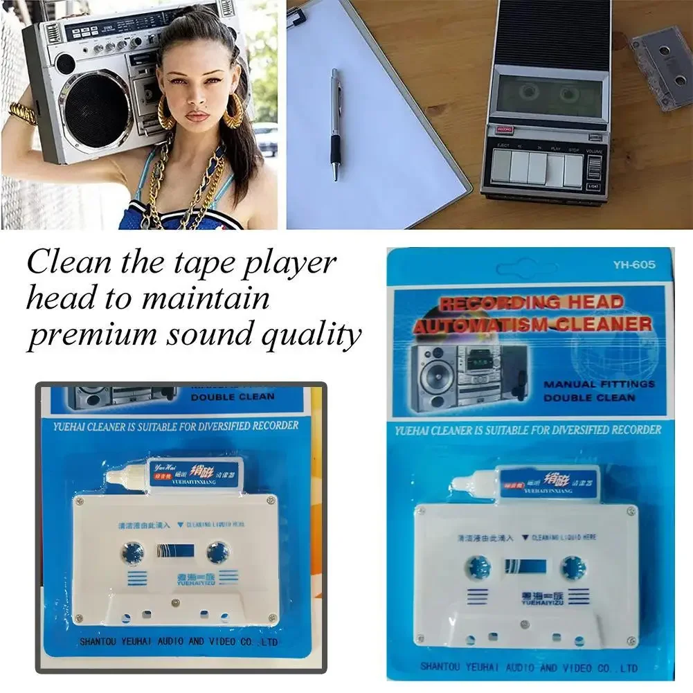 Audio Cassette Tape Recorder Head Cleaner & Repeater Audio Cassette Tape Player Wet/dry Head Cleaner 1 Set Home Accessories