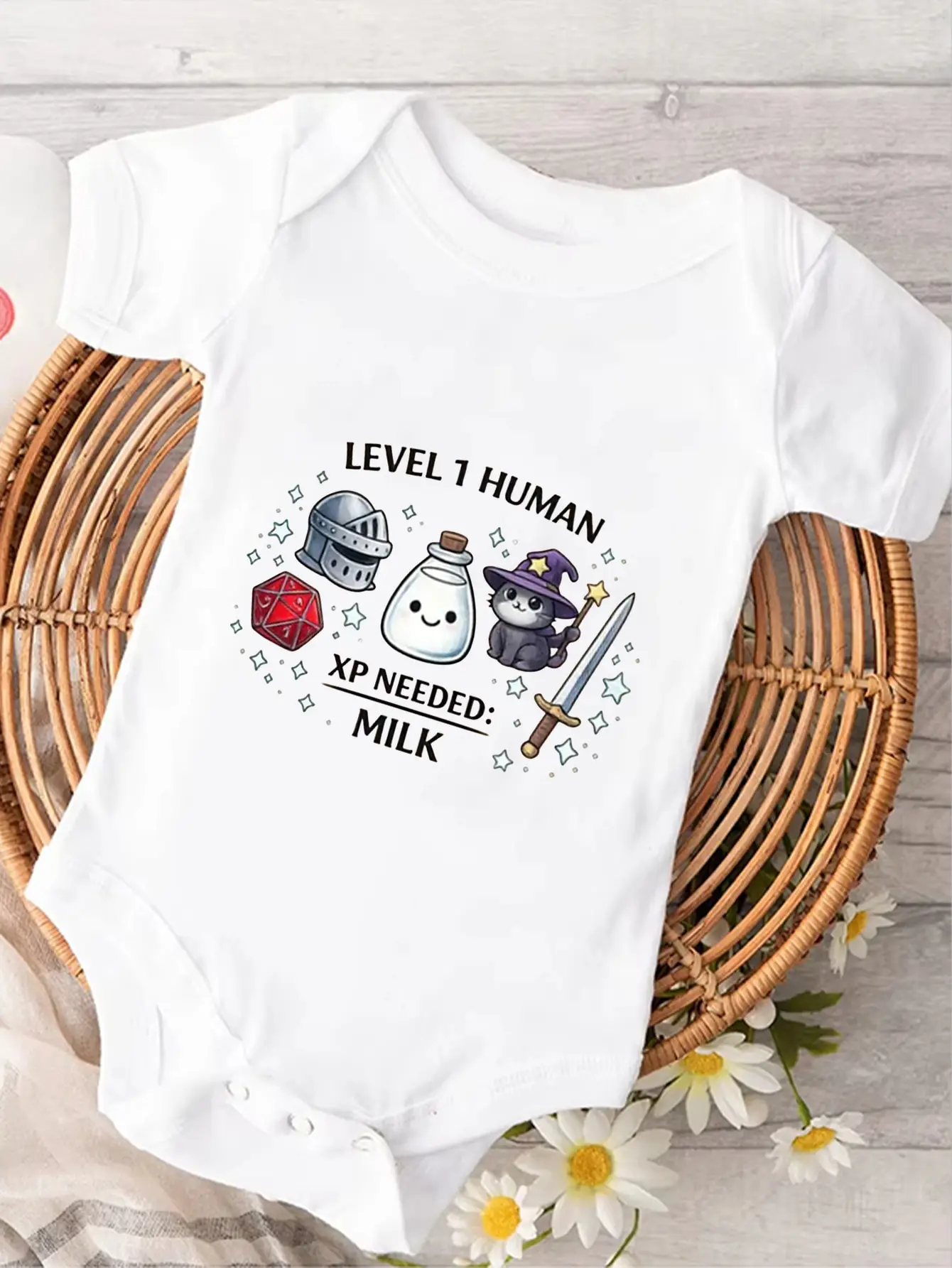 

Level 1 Human Bodysuit Funny Gamer Baby's Onesie Needed Milk Nerd Baby's Outfit Cute Fantasy Newborn Gift Baby Shower Gift