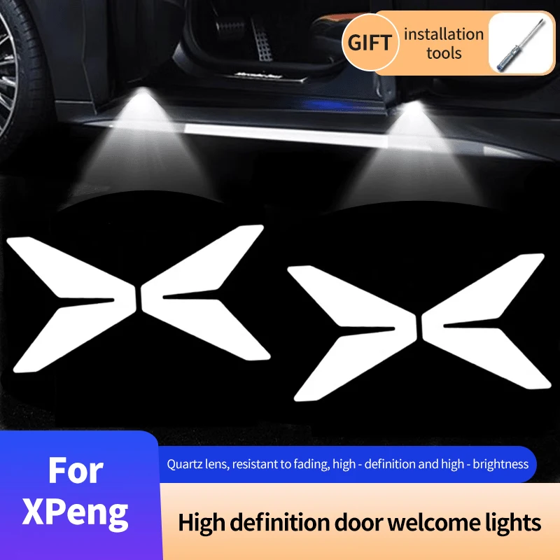 

For Xpeng Xiaopeng G6 G9 2023 2024 2025 2 Pcs LED Car Door Emblem Light Welcome Lamp Wireless Projector Automotive Accessories